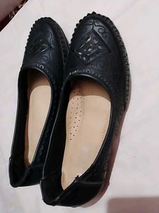 Black Embossed Ballet Flats