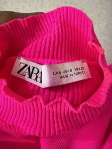 Hot Pink Ribbed Mock Neck Top