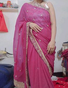 Beautiful Pink Embroidered Saree