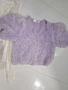White Lace Dress with Lavender flower top