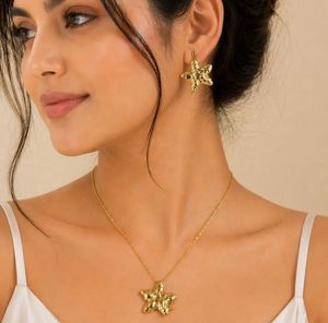 Gold Star Pendant Necklace &amp; Earrings Set