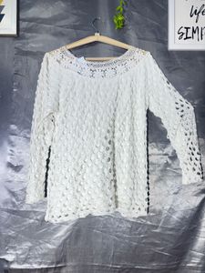 Elegant White Crochet Top