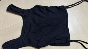 Black Drawstring Crop Top