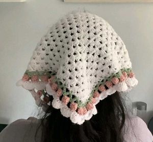 Crochet Bandana with Floral Detail