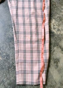 Plaid High-Waisted Pants