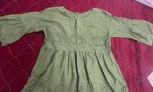 Olive Green Embroidered Mini Dress