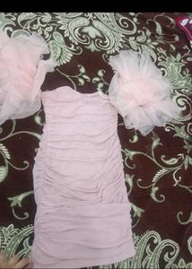 Pink Off-Shoulder Ruched Dress