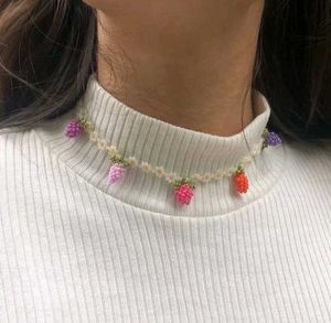 Cherry Beaded Choker Necklace