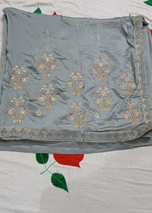 Embroidered Grey Saree