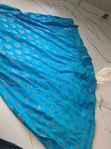 Beautiful Blue Brocade Skirt and Blouse Set