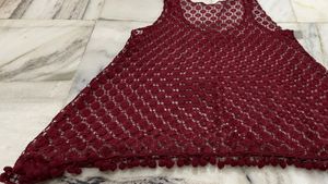 Net Crochia Top Maroon Colour Sleeveless