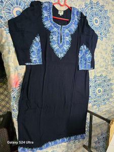 Beautiful Navy Blue Embroidered Kurta