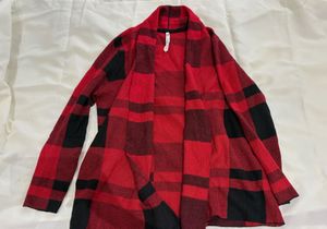 Cozy Red &amp; Black Plaid Cardigan