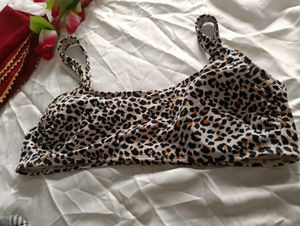 Leopard Print Bikini Top