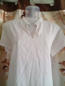 Chikankari White Long Kurti