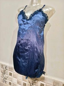 Satin Lace Trim Slip Dress