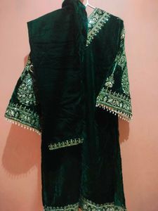 Heavy Party Wear Green Dress💚
