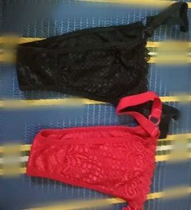 Pack of 2 Red &amp; Black Lingerie Set