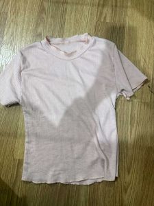 Light Pink Ribbed Mock Neck Top
