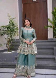 Elegant Teal Embroidered Kurta Set