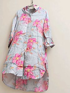 Grey Floral Print Kurta