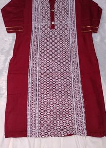Maroon &amp; White Ethnic Kurta Set