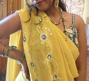 Vibrant Yellow Embroidered Saree