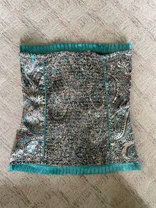 Paisley Satin Turquoise Corset Top