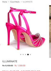 Magenta Pumps Heel With Diamante Knotted Detail