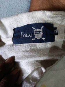 Men's Cream Long Sleeve Polo Shirt