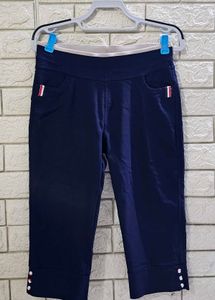 J-Friends Navy Blue Cropped Capri Pants