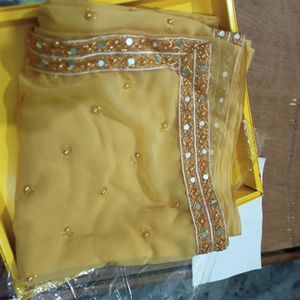 brand new mirror work saree