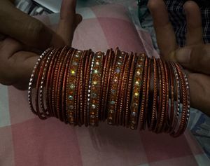 Beautiful Traditional Copper Orange Stone Bangle