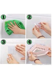 Plastic Bathroom Shelf for Wall, Self-Adhesiv