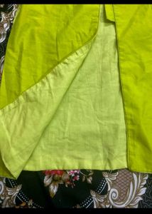 Lime Green Anarkali Kurta with Mirror Work