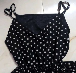 Navy Blue Polka Dot Tiered Dress