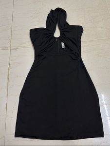 Chic Black Halter Neck Cutout Dress