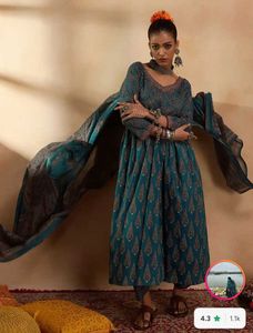 Kurta Set cotton Teal Paisley Print