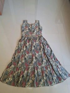 Floral Print Kurta with Grey Pants