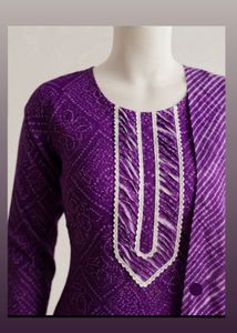 Elegant Purple Bandhani Kurta Set with Dupatta