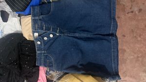 Classic Blue Denim Button-Up Skirt