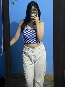 blue 💙 checkered tube top