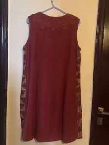 Embroidered Maroon Kurta, Salwar, Dupatta Set