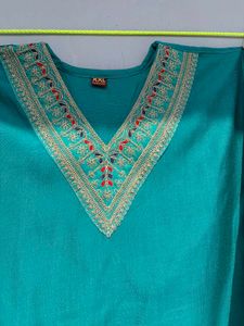 Elegant Teal Kurta Set with Embroidery