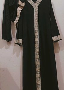 dubai Black Abaya with Lace Trim