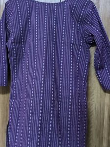 Purple Striped Cotton Kurta