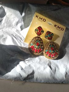 KMD Gold Gemstone Drop Earrings