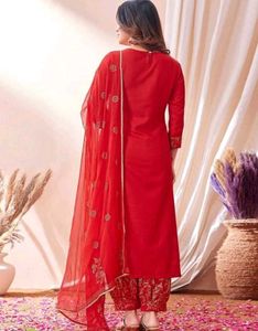 Red colour festive and party wear suits