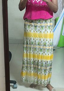 New Yellow Printed Skirt