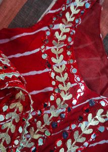 lehriya Red &amp; golden Printed Kurta with heavy dupa